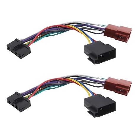 2 pièces Adaptateur ISO pour autoradio 20 broches vers connecteur de faisceau ISO Câble adaptateur de câblage d'alimentation pour autoradio ISO de 17,5 cm pour écran rétractable DIN (1/5)