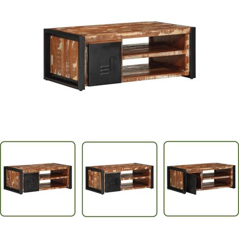 vidaXL Table basse multicolore 90x50x36 cm bois de récupération massif (1/5)