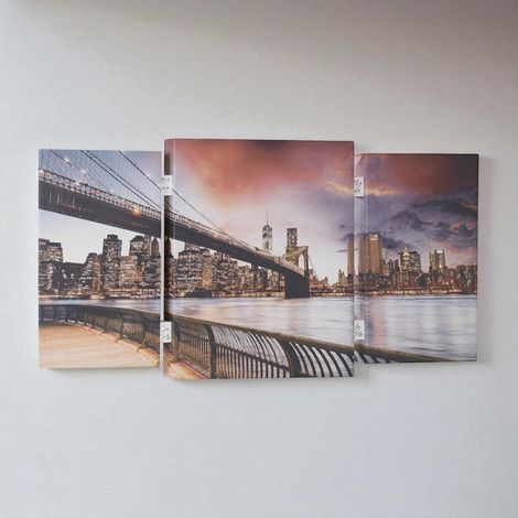 Quadro TRIS moderno su tela 65x146 cm telaio in legno tema New York City (1/5)