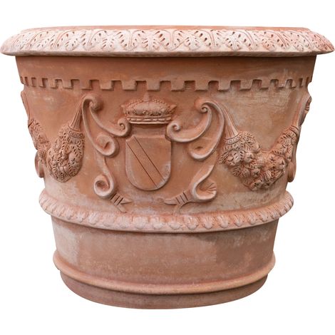 Grand Pot d'extérieur Vase en terre cuite émaillée Pots de fleurs 95x88 cm Jardinière de balcon Pot de jardin fait à la main (1/5)