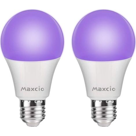 2pcs Ampoules UV Violette 385-400nm 9W Aluminium et Plastique Transparent pour Fêtes Htel Maison Hantée Décoration Atmosphérique Fluorescente- (1/5)
