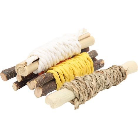 4 Beißringe für Hamster, essbare Apfelstäbchen, niedliches Bambus-Hamsterspielzeug mit Seil. (1/5)