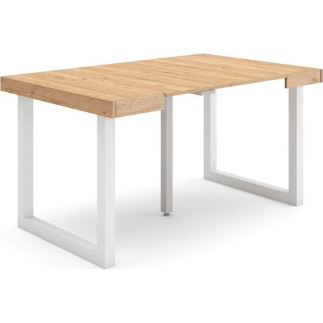Skraut Home - Consolle allungabile, Tavolo consolle allungabile , 140, Per 6 persone, Gambe in legno, Stile moderno, Rovere (1/5)