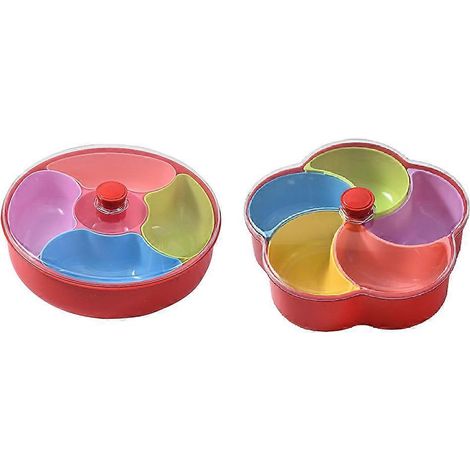 Runde, blütenförmige Schale für Trockenfrüchte und Nüsse, unterteilter Behälter für Trockenfrüchte und Nüsse, Gemüseschale mit 5 Fächern. (1/5)
