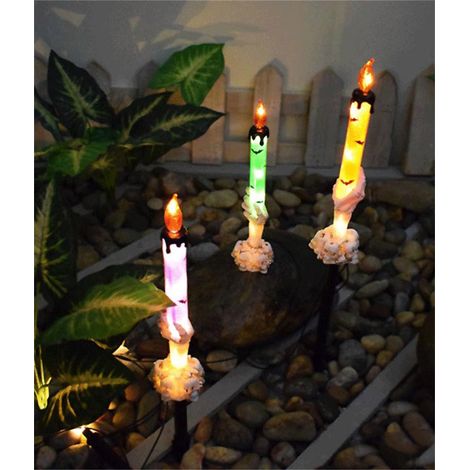 Support À Bougie En Forme De Crâne - Luminaire Solaire Pour Décoration D'Intérieur Et D'Extérieur - Hauteur 55 Cm - Lot De 3 (1/4)