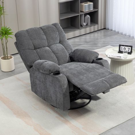 Relaxsessel mit Fußstütze, Liegesessel, drehbar, bis 150 kg, Stahlrahmen, 88x96x108cm, Dunkelgrau (1/5)
