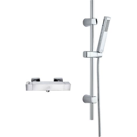 Kvadrato Ensemble de douche avec mitigeur thermostatique, Couleur: Chrome (1/3)