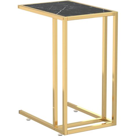 Maison Exclusive - Computer-Beistelltisch Schwarz Marmor 50x35x65 (1/5)