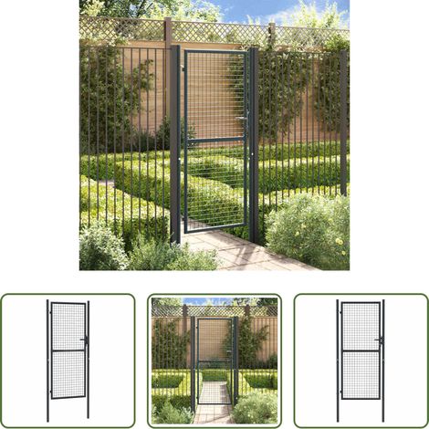 vidaXL Verzinkter Stahl - Maschen-Gartentor verzinkter Stahl 100 x 200 cm Grau (1/5)