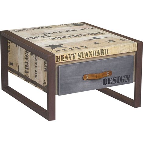 Couchtisch Mango 60x60x40 natur bedruckt FACTORY 127
