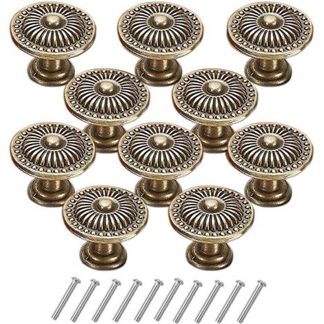 10 Stück Vintage-Schubladenknöpfe, 24 mm, Blumendesign, Schrankgriffe für Kommoden, Kleiderschränke und Möbel