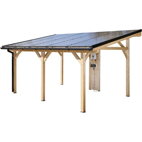 Cochera con sistema fotovoltaico de 5kW, 349x460 cm, 10 paneles, tejado a una sola pendiente, uso exterior, WT3546 Foresta (1/5)