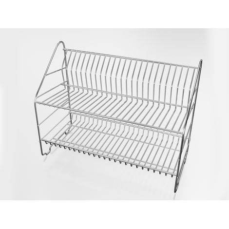 Secador de platos doble 50 con soporte plateado -MET