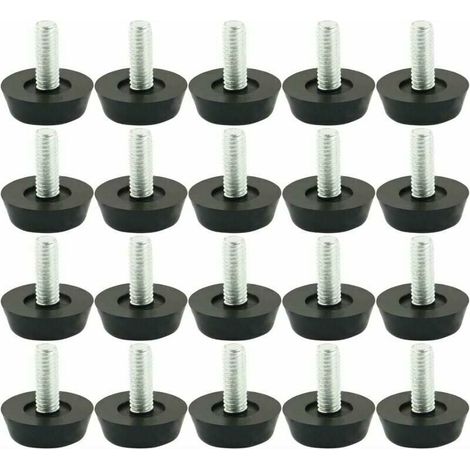 YMYNY 20 Stück verstellbare Möbel-Nivellierfüße, verstellbarer Fuß, Möbelpolster, Bein, Tisch- und Stuhlsockel, Bodenschutz, Schraubgleiter, 18 mm x M6 x 20 mm (1/4)