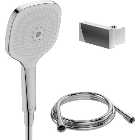 Villeroy & Boch Elody Handbrause-Set, Duschkopf, Halter und Schlauch, Chrom (1/5)