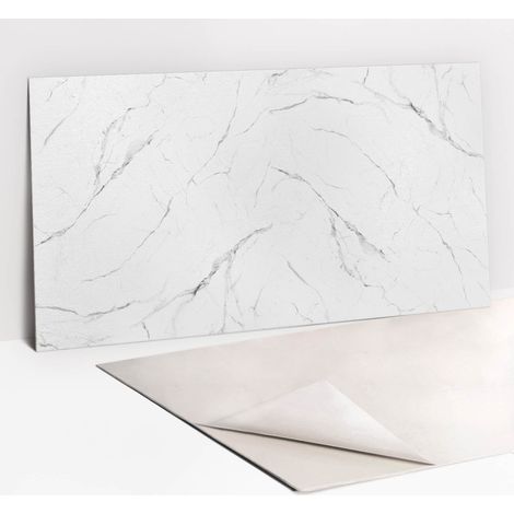Panneau décoratif mural autocollant en vinyle imperméable – Marbre clair 100 x 50 cm – Résistant aux intempéries et facile à installer (1/5)