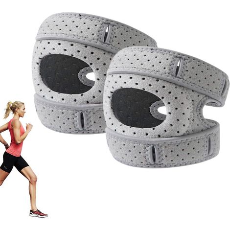 Patella Kniebandage 2 Stück,Verstellbarer Kniegurt mit Silikonpolster, atmungsaktiv, Patella-Knieorthese für Sport & Training, Grau (1/5)