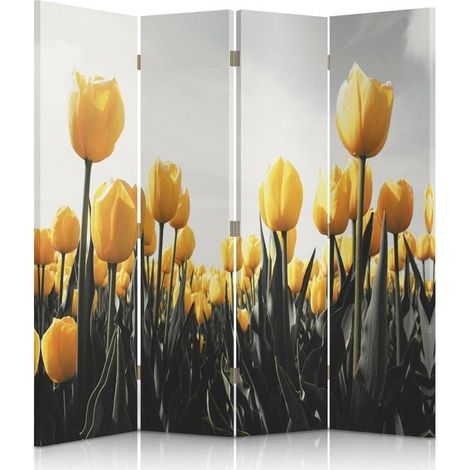 Paravento bilaterale, Un prato di tulipani gialli - 145x170 (1/5)