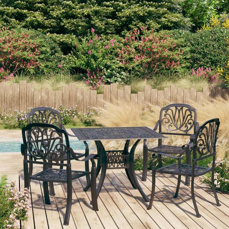 5-tlg. Bistro-Set Aluminiumguss Schwarz (1/5)