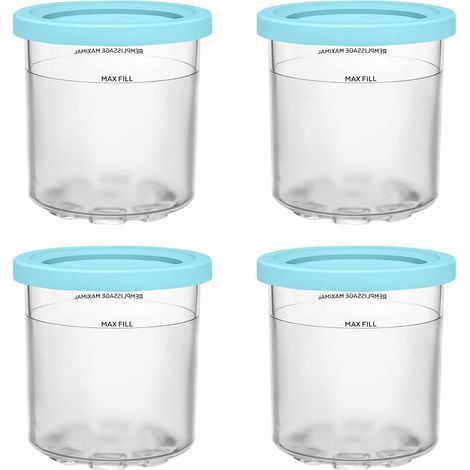 4Pièces de rechange pour pots de crème glacée individuels, adaptées pourNinjamachine à glace avec couvercle bleu (1/5)