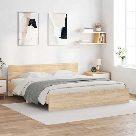 vidaXL Struttura letto con testata con testiera Sonoma 193 x 203 cm