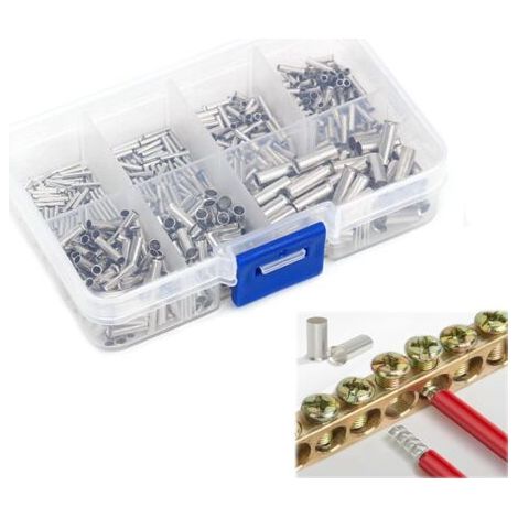 Lot de 600 embouts de câble non isolés - 7 types d'embouts de câble non isolés - 10-22 AWG - Pour projet électrique DIY (0,5/0,75/1/1,5/2,5/4,0/6,0 mm²) (1/5)