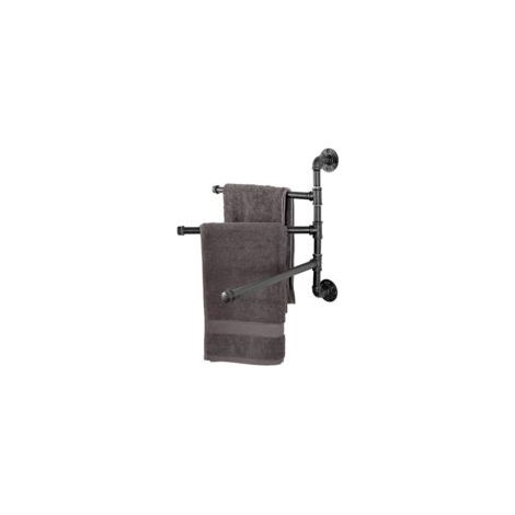 Toallero de pared de metal estilo industrial con 3 barras giratorias, calentador de toallas negro, accesorios para baño y cocina, instalación con tornillos - Crezuo
