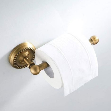 Porte-Papier Toilette Mural Laiton Antique Support de Rouleau de Salle de Bain Rétro Porte-Rouleau de Papier WC avec Support (1/4)