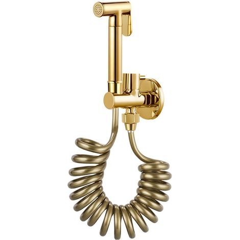 Kit Douchette Wc Suspendu Toilette Shower Head And Hose Poignée Unique Tout En Cuivre or tuyau Caoutchouc Or en caoutchouc (1/5)