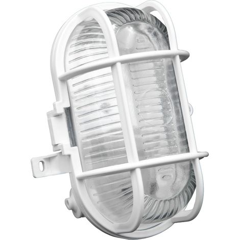Brennenstuhl Plafoniera Ovale da Parete o Soffitto, Portalampada con Griglia in Plastica Resistente, Attacco E27, Max 60W, Applique per Interno & Esterno, IP44, Bianca (1/2)