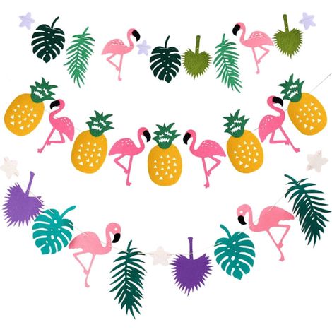 Guirlande Décoratif Hawaïen - Ananas et Flamant Rose - Pour Fête d'Été Jardin Piscine Anniversaire - 3 Pièces (1/5)