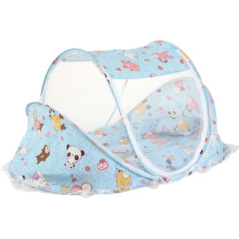Tente de Moustiquaire pour Bébé, Design de Voyage Léger, Compact et Portable, dessin animé Bleu (1/2)
