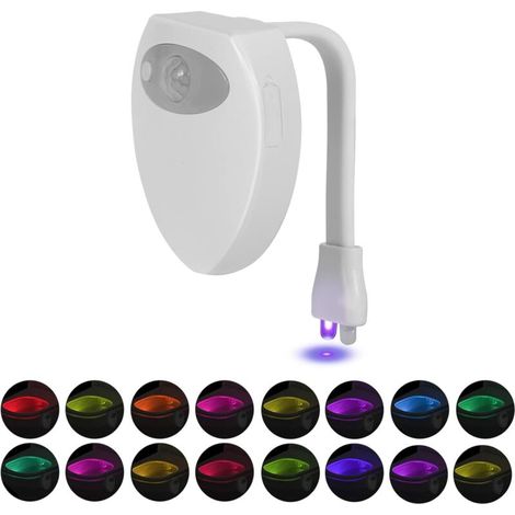 Luce per WC ad attivazione di movimento, 16 colori, luce notturna per il bagno, adatta a tutti i WC - Crezuo