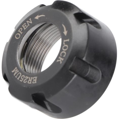 ER25UM M32x1,5 Schwarze dynamische Spannmutter - Spannzange für ER25-Futter mit dynamischer Auswuchtung, 42CrMo, ideal für CNC- und manuelle Werkzeuge (1/5)