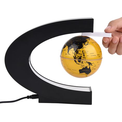 Globe flottant à lévitation magnétique rotatif avec lumière LED colorée (prise UE dorée) (1/5)