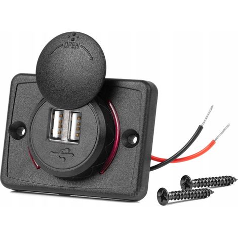 Cargador de coche con tomas USB, resistente al agua, cuadrado, 2x USB (1/5)