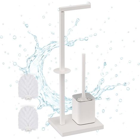 Soporte metálico para rollo de papel higiénico con cepillo y compartimento. (1/5)