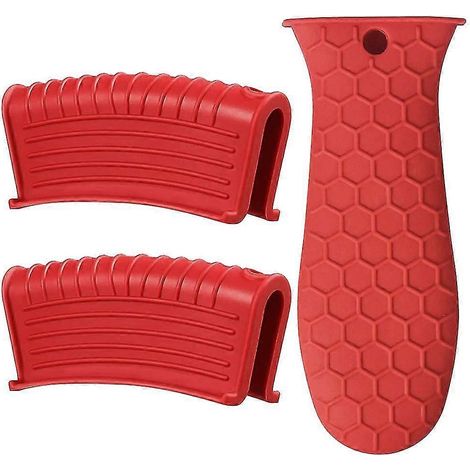 3er-Pack Silikon-Heißgriffhalter Hilfsgriffhalter Gusseisen-Pfannengriffabdeckung Topfhülse Gr (1/5)