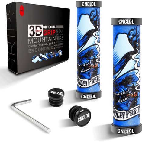 Fahrrad Lenkergriffe MTB Silikon 22mm Doppel Lock-On Blau (1/5)