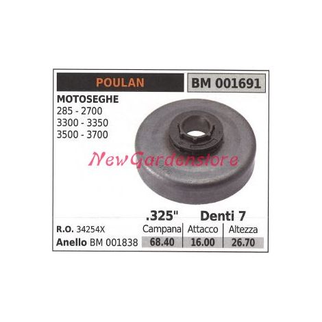 POULAN Kettensägenmotor Ritzel 285 2700 3350 3500 .325' Zähne 7 001691