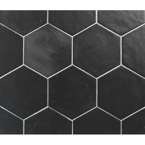 Carrelage effet Argile ATLAS HEXA Hexagone 16x14cm Noir - boîte de 0.33 m2 Hexagone 16x14 cm Noir - - boîte de 0.33 m2