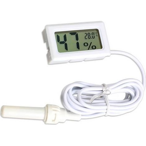Hygrometer Thermometer + 1.5m Probe Cable + Batteries, White, Digital Display, Aquarium, Terrarium, Vivarium (1/4)