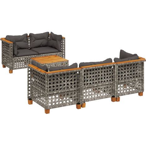 Maison Exclusive - Set Divano da Giardino 6 pz con Cuscini Grigio in Polyrattan