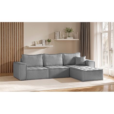 Ecksofa Modulsofa 3-teilig SANDE Stoff Raven Grau Ottomane Rechts (1/5)