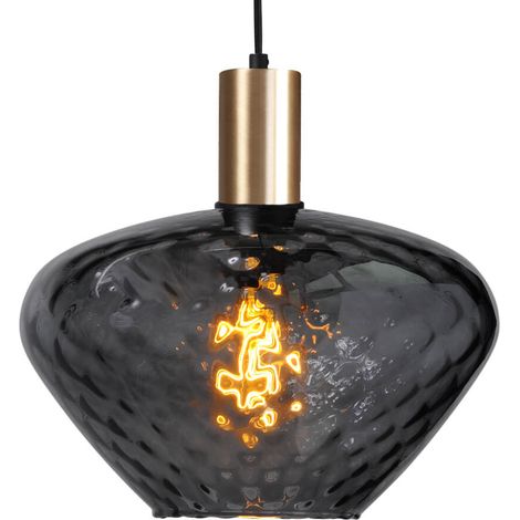 Lampe suspendue dorée Porto avec verre fumé Blossom - Ø 30cm - 2710-05-02-8