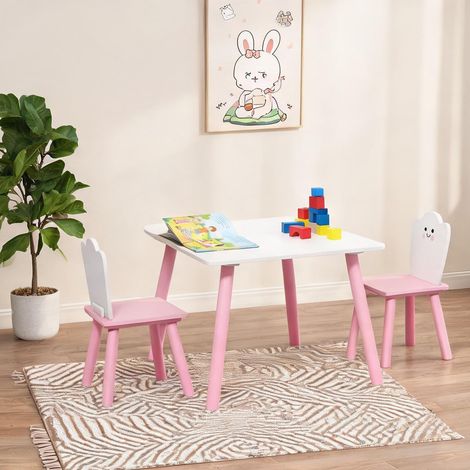 Ensemble table et chaises enfant rose 60 x 60 x 44 cm (1/5)