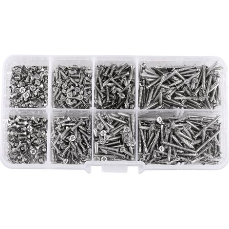 Vis Autotaraudeuse À Tête Plate M2 - Acier Inoxydable - Pour Menuiserie Bois Intérieur Extérieur - 800 Pièces (1/5)