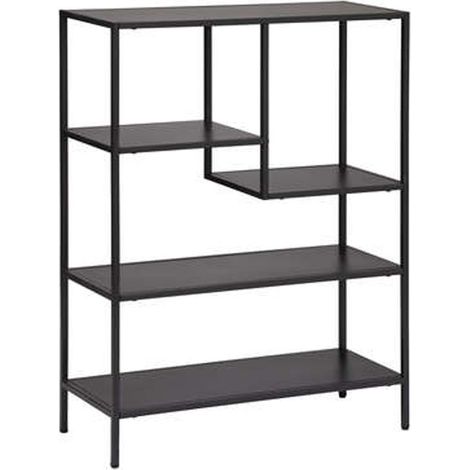 Pegane – Etagère en acier noir 5 tablettes – Longueur 75 cm x Profondeur 30 cm x Hauteur 100 cm – Pour espaces de rangement optimisés (1/2)