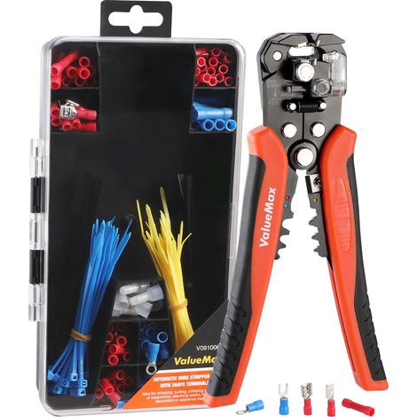ValueMax Spellafili Automatico, Set di Pinze Spelafili da 268 Pezzi, AWG 24-10 (0,2-6,0 mm²), Spellatura, Crimpatura e Taglio 3 in 1, con 150 Terminali e Scatola di Immagazzinaggio (1/5)