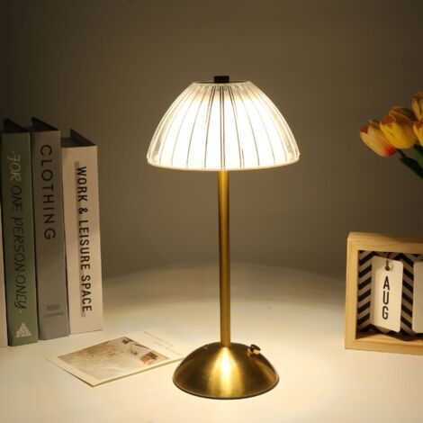Lampe de table pour la maison, la table, la salle à manger, lampe rechargeable dorée, lampe de table portable en laiton de 30cm de haut, chargement USB (1/5)